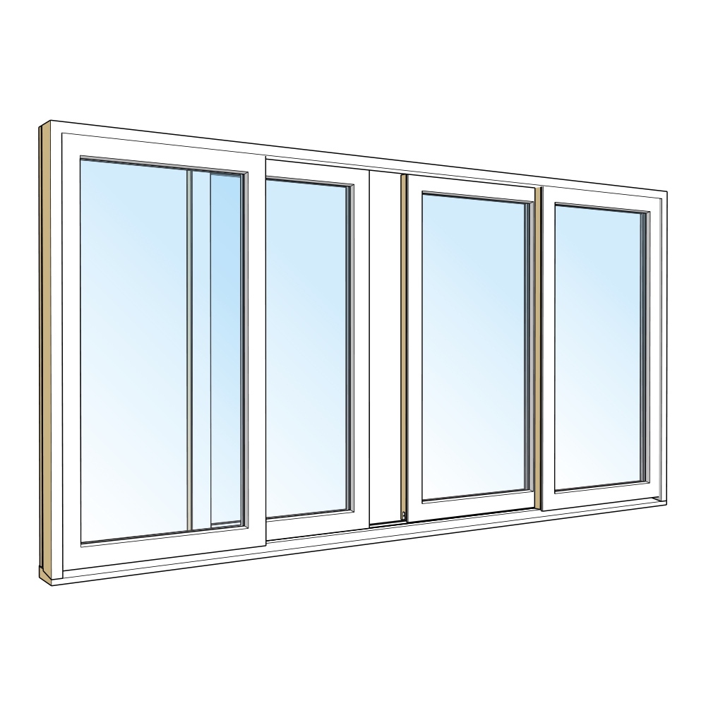 Lift & slide double bi-parting composite sliding doors