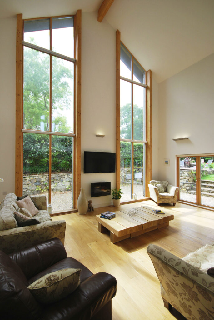 double height wood composite windows